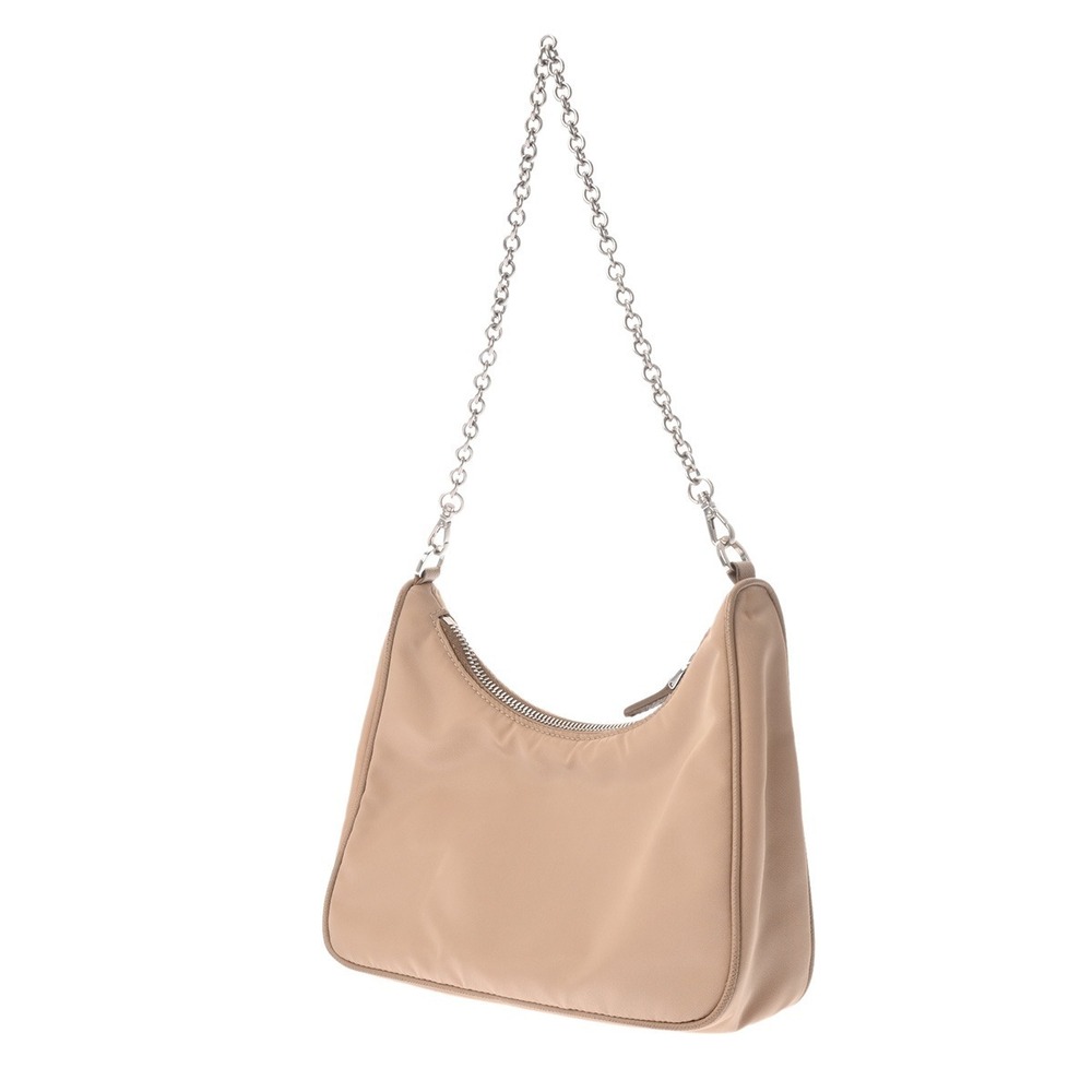 Prada Shoulder Bag Beige Nylon Saffiano Leather - Picture 2 of 9